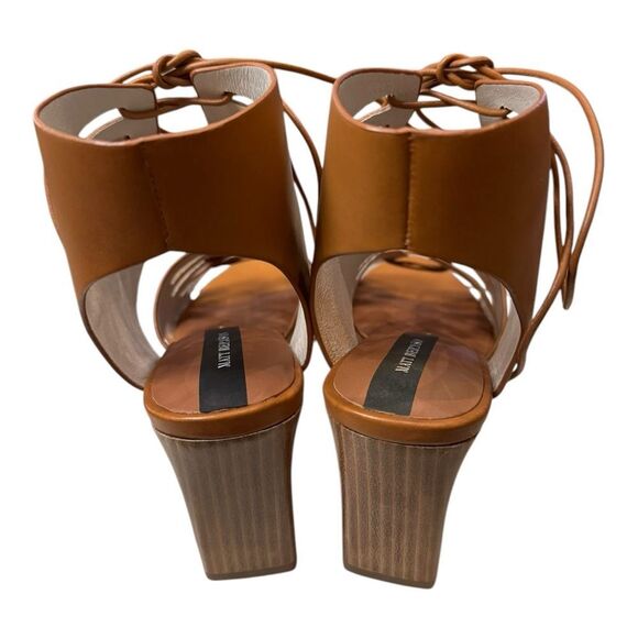 MATT BERNSON Tan Oiled Leather Miro Gladiator Heels Dustbag Size 10 NIB - Picture 5 of 6